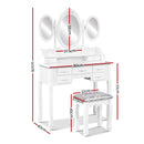 7 Drawer Dressing Table with Mirror - White