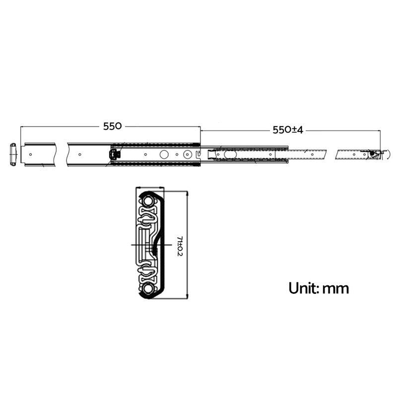 Heavy Duty 125KG Locking Drawer Slides Full Extension Ball Bearing 559mm