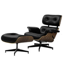 Armchair Lounge Chair and Ottoman Recliner Armchair Leather Plywood Black