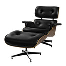 Armchair Lounge Chair and Ottoman Recliner Armchair Leather Plywood Black