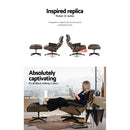 Armchair Lounge Chair and Ottoman Recliner Armchair Leather Plywood Black