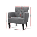 French Lorraine Chair Retro Wing - Grey