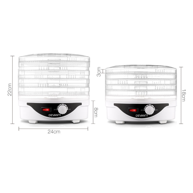 Devanti Food Dehydrator with 5 Trays - White