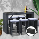 7 Piece Outdoor Dining Table Set - Black