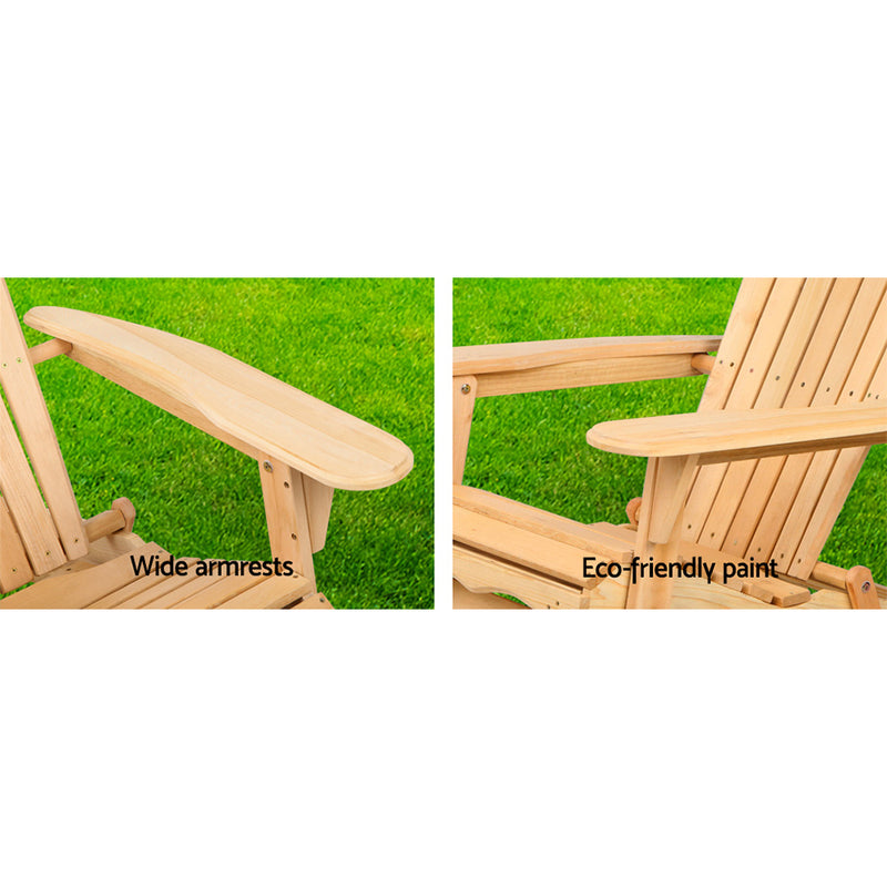 Set of 2 Patio Furniture Outdoor Chairs Beach Chair Wooden Adirondack Garden Lounge