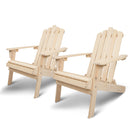 Set of 2 Patio Furniture Outdoor Chairs Beach Chair Wooden Adirondack Garden Lounge Recliner Beige