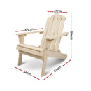 Set of 2 Patio Furniture Outdoor Chairs Beach Chair Wooden Adirondack Garden Lounge Recliner Beige