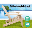 Set of 2 Patio Furniture Outdoor Chairs Beach Chair Wooden Adirondack Garden Lounge Recliner Beige