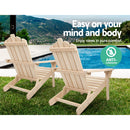Set of 2 Patio Furniture Outdoor Chairs Beach Chair Wooden Adirondack Garden Lounge Recliner Beige