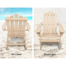 Set of 2 Patio Furniture Outdoor Chairs Beach Chair Wooden Adirondack Garden Lounge Recliner Beige