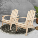 Set of 2 Patio Furniture Outdoor Chairs Beach Chair Wooden Adirondack Garden Lounge Recliner Beige