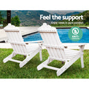 Set of 2 Patio Furniture Outdoor Chairs Beach Chair Wooden Adirondack Garden Lounge Recliner White