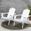 Set of 2 Patio Furniture Outdoor Chairs Beach Chair Wooden Adirondack Garden Lounge Recliner White