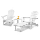 3 Piece Outdoor Adirondack Lounge Beach Chair Set - White