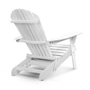 3 Piece Outdoor Adirondack Lounge Beach Chair Set - White