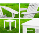 3 Piece Outdoor Adirondack Lounge Beach Chair Set - White