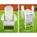 3 Piece Outdoor Adirondack Lounge Beach Chair Set - White