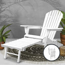 Adirondack Beach Chair with Ottoman - White
