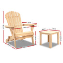 3 Piece Wooden Outdoor Beach Chair and Table Set
