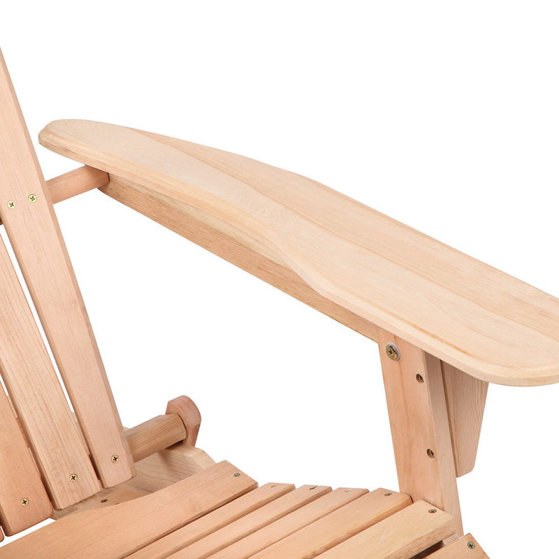 3 Piece Wooden Outdoor Beach Chair and Table Set
