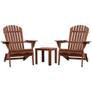 3PC Outdoor Setting Beach Chairs Table Wooden Adirondack Lounge Garden