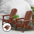 3PC Outdoor Setting Beach Chairs Table Wooden Adirondack Lounge Garden