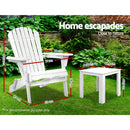 3 Piece Outdoor Adirondack Beach Chair and Table Set - White