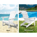 3 Piece Outdoor Adirondack Beach Chair and Table Set - White