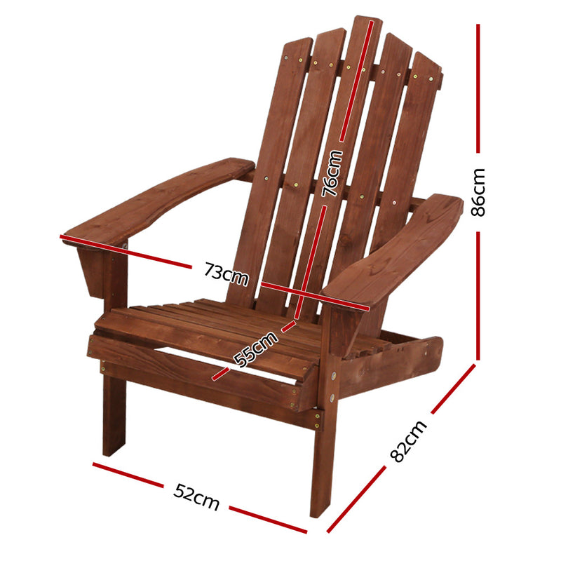 Outdoor Sun Lounge Beach Chairs Table Setting Wooden Adirondack Patio Brown Chair