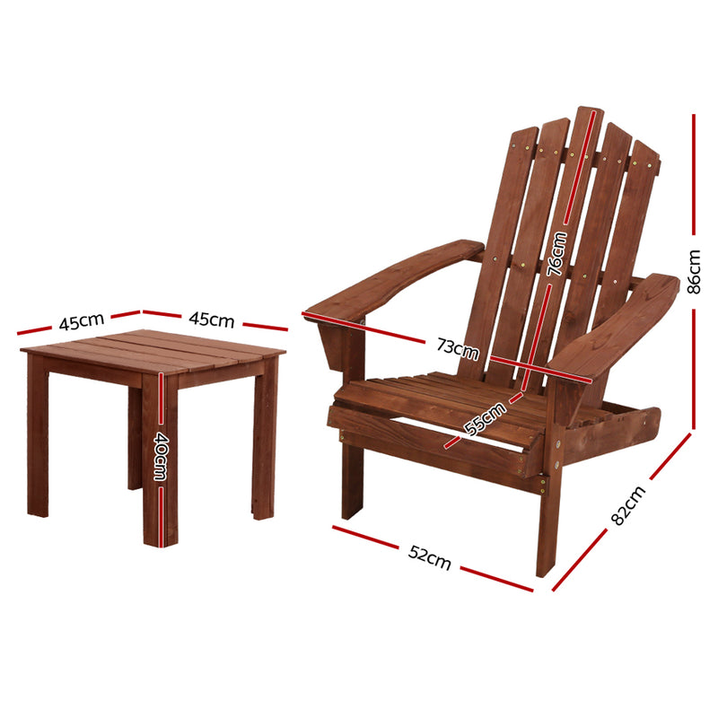 Outdoor Sun Lounge Beach Chairs Table Setting Wooden Adirondack Patio Chair Brwon