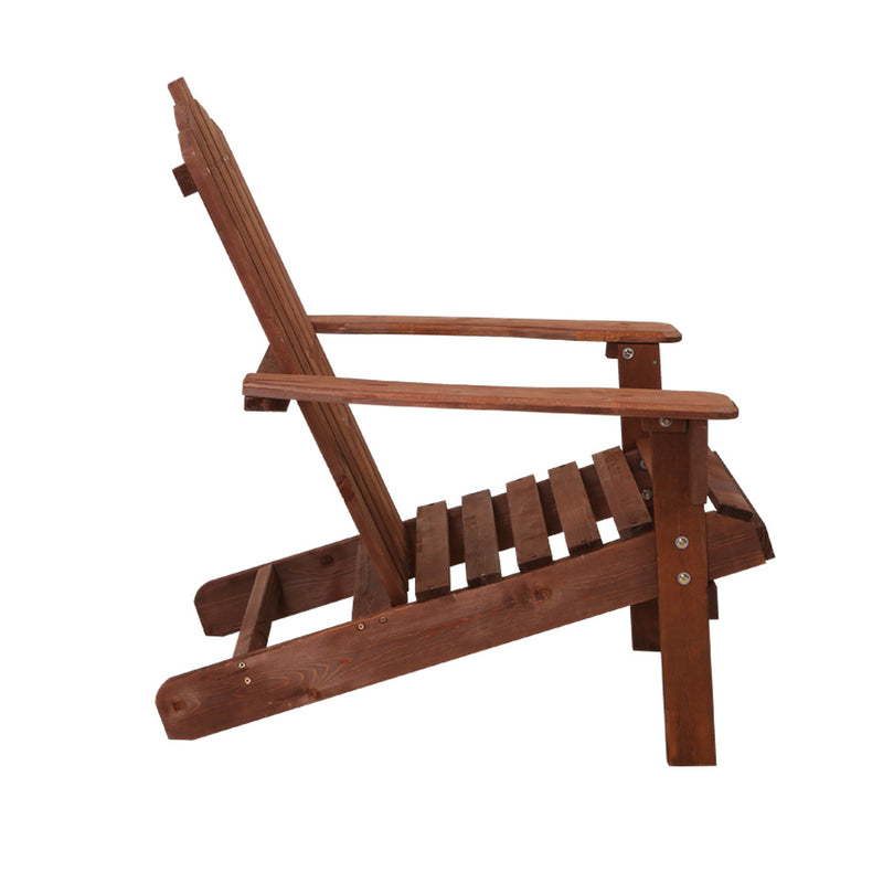Outdoor Sun Lounge Beach Chairs Table Setting Wooden Adirondack Patio Chair Brwon