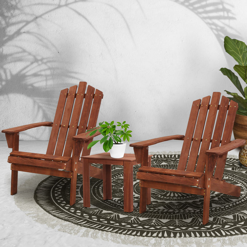 Outdoor Sun Lounge Beach Chairs Table Setting Wooden Adirondack Patio Chair Brwon