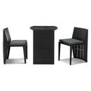 3 Piece PE Wicker Outdoor Table and Chair Set - Black