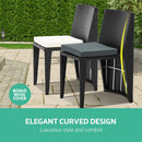 3 Piece PE Wicker Outdoor Table and Chair Set - Black