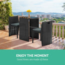 3 Piece PE Wicker Outdoor Table and Chair Set - Black