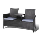 2 Seater Outdoor Wicker Bench - Black