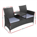 2 Seater Outdoor Wicker Bench - Black