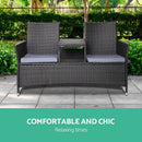2 Seater Outdoor Wicker Bench - Black