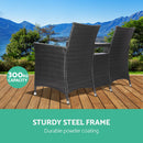 2 Seater Outdoor Wicker Bench - Black