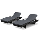 Set of 2 Outdoor Sun Lounge Chair with Cushion - Black