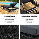 Set of 2 Outdoor Sun Lounge Chair with Cushion - Black