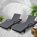 Set of 2 Outdoor Sun Lounge Chair with Cushion - Black