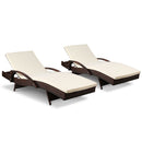 Set of 2 Sun Lounge Outdoor Furniture Day Bed Rattan Wicker Lounger Patio