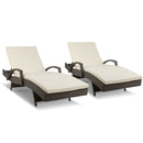 Set of 2 Outdoor Sun Lounge Chair with Cushion- Grey