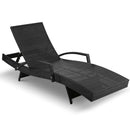 Set of 2 Sun Lounge Outdoor Furniture Wicker Lounger Rattan Day Bed Garden Patio Black