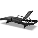 Set of 2 Sun Lounge Outdoor Furniture Wicker Lounger Rattan Day Bed Garden Patio Black