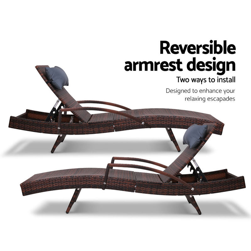Outdoor Sun Lounge Furniture Day Bed Wicker Pillow Sofa Set