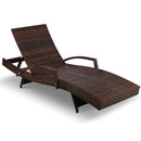 Set of 2 Sun Lounge Outdoor Furniture Wicker Lounger Rattan Day Bed Garden Patio Brown