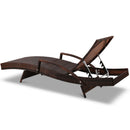 Set of 2 Sun Lounge Outdoor Furniture Wicker Lounger Rattan Day Bed Garden Patio Brown
