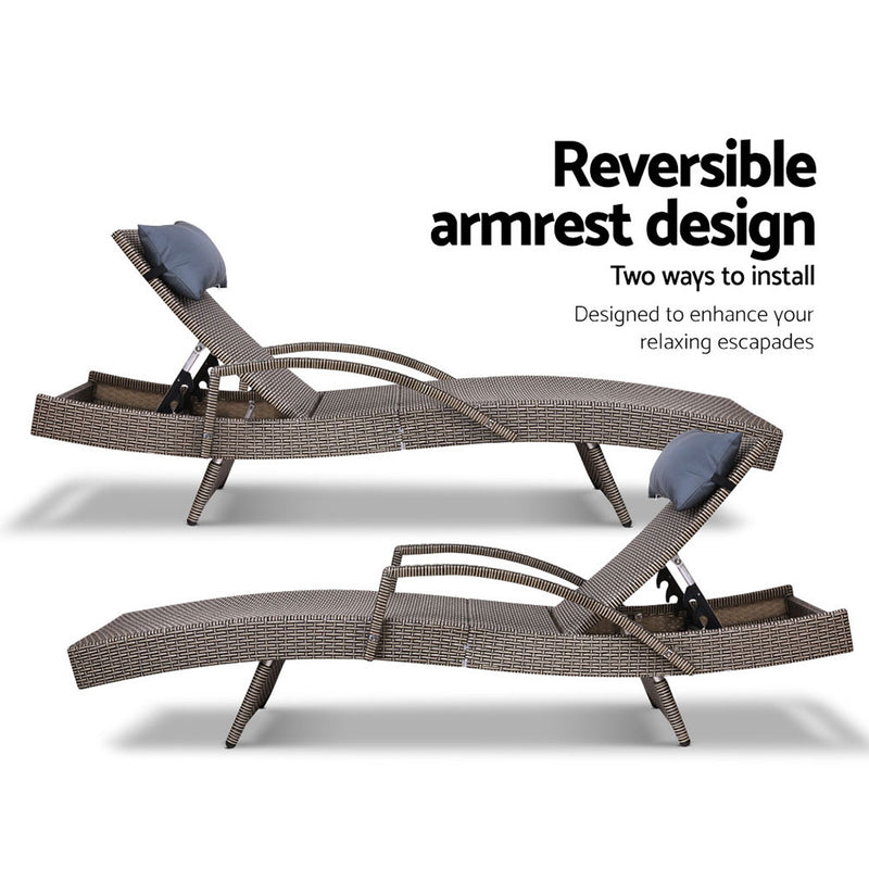 Outdoor Sun Lounge Furniture Day Bed Wicker Pillow Sofa Set